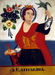 Santa Catarina com mártires palma e espada